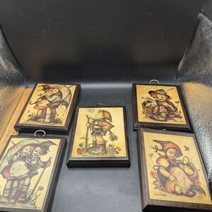 Vintage Lot Of 5 Hummel Wooden Wall Art Set
